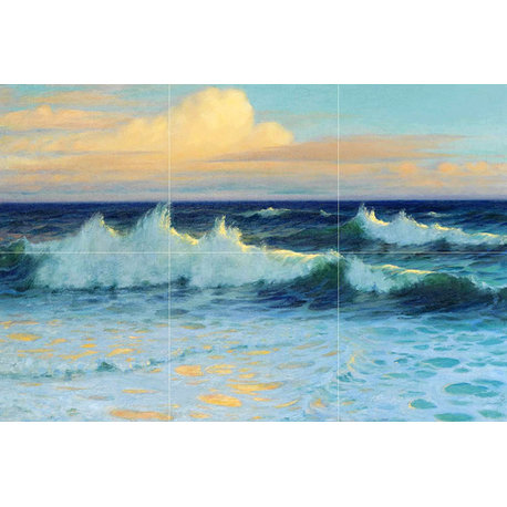 Tile Mural Seascape waves sea Bathroom Shower Backsplash 4.25" Ceramic Matte