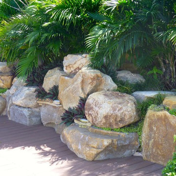 Rock gaden wall tropical landscape in Florida