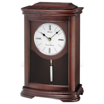 Seiko Clocks, Dark Brown Clock With Chime and Pendulum