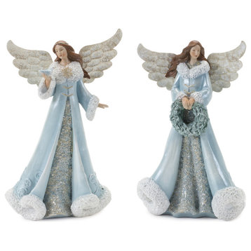 Elegant Winter Angel Figurine, Set of 2