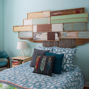 Reclaimed door panel headboard