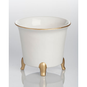 Jaipur Cachepot, White and Gold, Large
