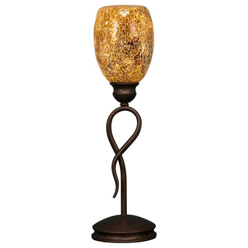 Leaf Mini Table Lamp In Bronze, 5" Gold Fusion Glass