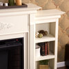 Canterbury Electric Fireplace With Bookcases, Ivory