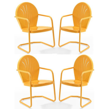 Home Square Griffith 4 Piece Metal Patio Chair Set in Tangerine