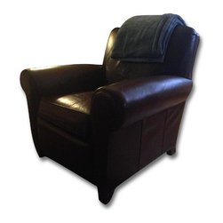 Pottery Barn Leather Manhattan Reclining Club Chair - Recliner Chairs