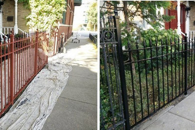Metal fence and stairs painting