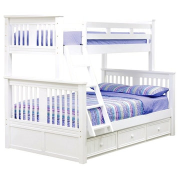 Brockton Twin over Full Bunk Bed with Twin Storage Trundle, White