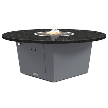 Fire Pit Table 55"D, Propane, Black Pearl Granite Top, Gray