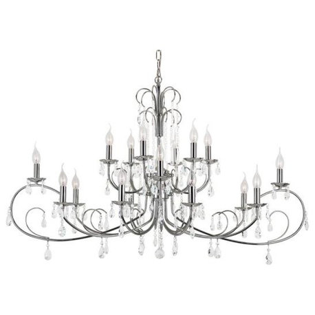 Trans Globe 70368 PC Chic Nouveau - Eighteen Light 3-Tier Chandelier