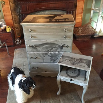 Hand painted dresser with Equestrian motif