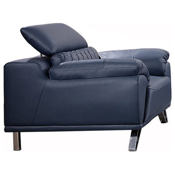 American Eagle Furniture Top Grain Leather Accent Chair in Navy Blue