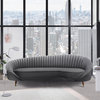 Karisma Dark Gray Curved Velvet Sofa
