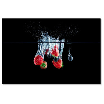 Johanna 'Strawberries And Blueberries Splash' Canvas Art, 24 x 16