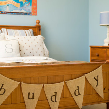 Traditional blue & brown boy's bedroom