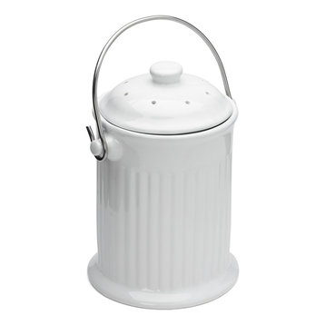 Ceramic Compost Bin, White
