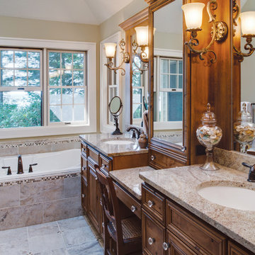 StarMark Cabinetry Bathroom Arlington door style in Rustic Alder finished in Ore