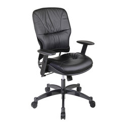 Black Leather Managers Executive Office Chair with Gunmetal Finish Base - Office Chairs