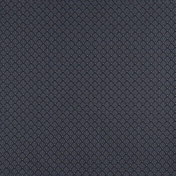 Navy Blue And Gold Shell Jacquard Woven Upholstery Fabric By The Yard