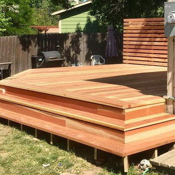 Redwood deck with privacy wall