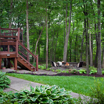 Ontario GTA Two-Level Deck with Hardscape Fire Pit