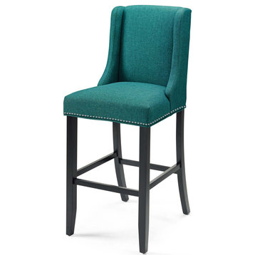 Bar Stool Chair Barstool, Fabric, Wood, Teal Blue, Modern, Bar Pub Restaurant