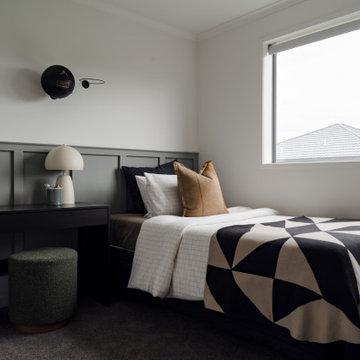 Moody Boys Bedroom with Panelled Feature Wall