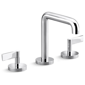 One Sink Faucet, Tall Spout, Lever Handles, Polished Chrome