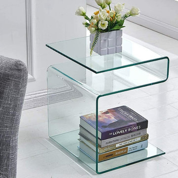 Modern Glass and Lucite Side End Tables