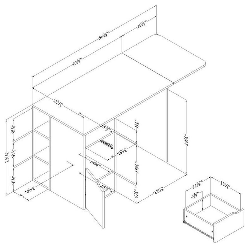 Crea Expandable Craft Table-Pure White-South Shore