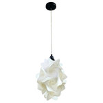 EQ Light - Chi Pendant Light, Black, Medium - The Chi Pendant Light makes a stunning accent piece in a dining room, entryway or kitchen. This elegant pendant light has silver steel construction and a shade made from white spiral polypropylene pieces. Hang it in a contemporary style home for a cohesive look.