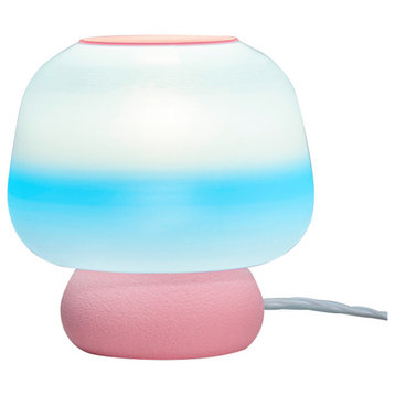 Mushroom 10" Plant-Based PLA Dimmable LED Table Lamp, Blue/White/Light Pink