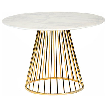 Modrest Holly Modern Gold Round Dining Table, White