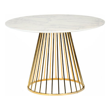 Modrest Holly Modern Gold Round Dining Table, White