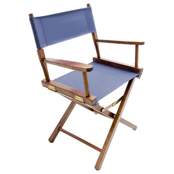Gold Medal 18" Walnut Contemporary Director's Chair, Plymouth Blue