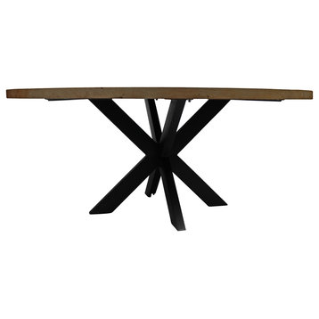 Redondo 72" Round Dining Table With Mango Wood Top and Iron Legs