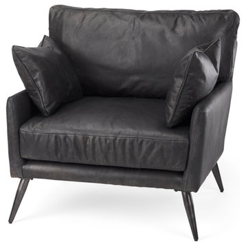 Cochrane 34.5Lx33Wx32.5H Black Leather Wrapped Chair