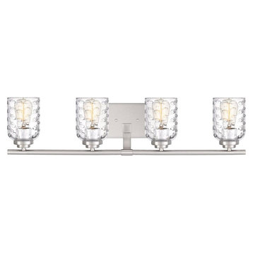 4 Light Transitional Bath Vanity Approved for Damp Locations   Brushed Nickel