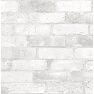 Loft White Brick Raised Ink Peel and Stick Wallpaper, Bolt