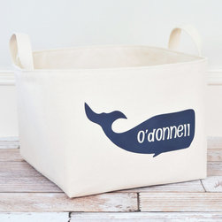 Personalized Whale Canvas Storage Basket - Products