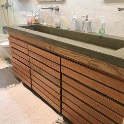 Custom Concrete Sinks and Wood Vanity - Bathroom Vanities And Sink Consoles