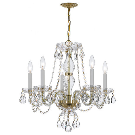 Crystorama 5085-PB-CL-MWP 5 Light Chandelier in Polished Brass