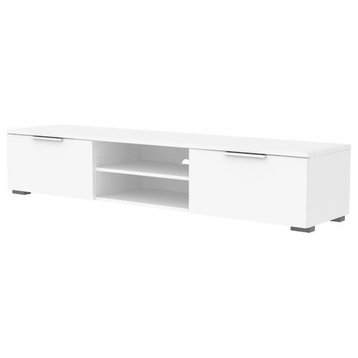 Pemberly Row Modern Wood TV Stand for TVs up to 67" with Storage in White