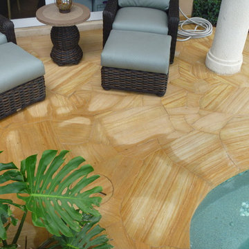 Florida tropical pool patio seating area