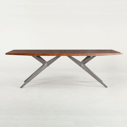 Village Industrial Loft Angled Iron Base Dining Table 94" - Dining Tables