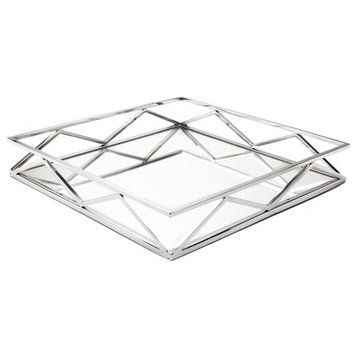 Square Mirror Tray with V-Design