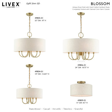 Livex Lighting 49806 Blossom 7 Light 24"W Drum Chandelier - Antique Brass
