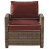 Bradenton Outdoor Wicker Arm Chair With Sangria Cushions