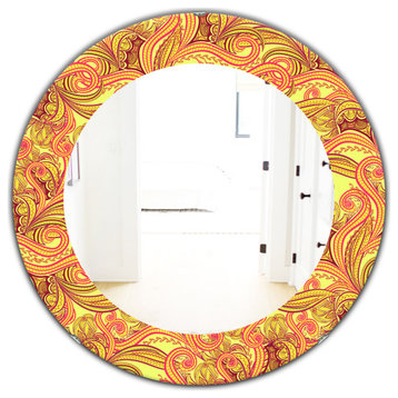 Designart Ornament Ethnic Bohemian Eclectic Frameless Oval Or Round Wall Mirror,