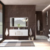 Amazon 60" Wall Mounted Bathroom Vanity Set, White, White Top, Gold Handles